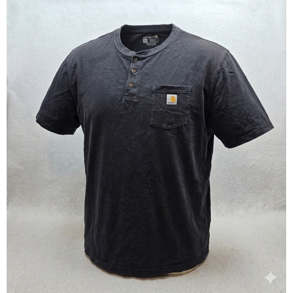 Carhartt K84 Men's Black Short Sleeve 3 Button T-Shirt. Size 3XL